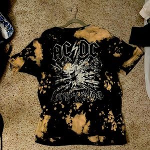 ACDC Tee bleach tye dye” Blow Up Your Video” y2k